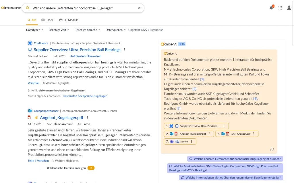 Wer sind unsere Lieferanten für hochpräzise Kugellager inkl. Antworten von amberAI