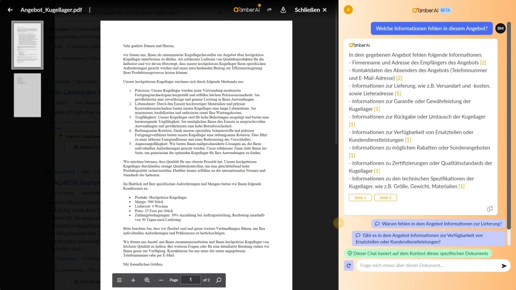 Analyse von PDF Dokument