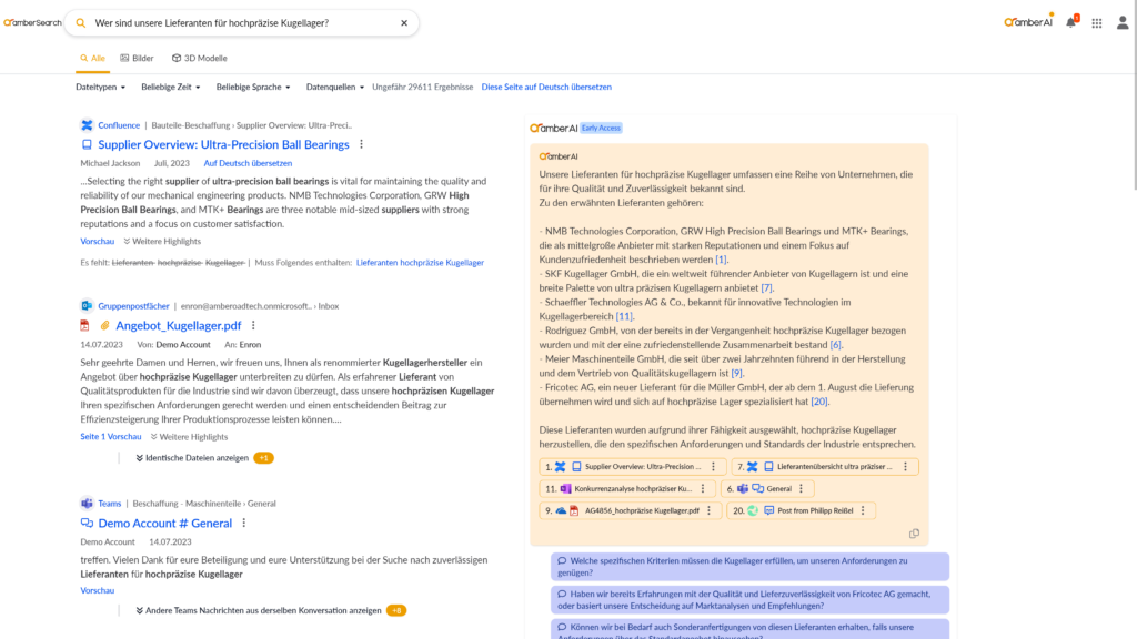 Zusammenfassen von dezentralisierten Informationen mit Hilfe von generativer KI und Enterprise Search